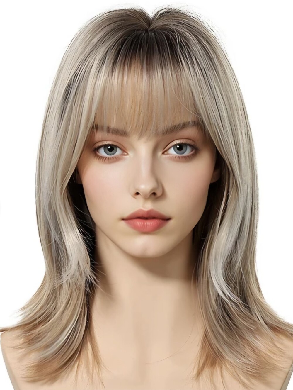 DWY Loni Mini Women’s Layered Synthetic Wig with Bangs - Ash Blonde